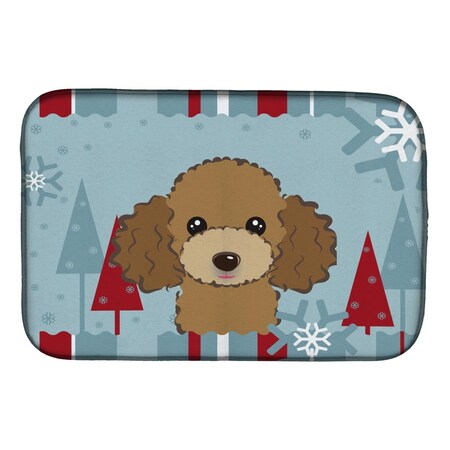 Carolines Treasures Winter Holiday Chocolate Brown Poodle Dish Drying Mat BB1752DDM
